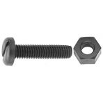 M6 x 25 Slotted Pan Machine License Plate Screws with Nut Black Nylon (25 sets per package)