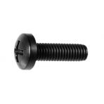 M6 x 20 Phillips Pan Head Machine Screw with Nut Black Nylon (50 sets per package)