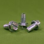 1/4-20 x 3/8 Slotted Hex Washer Head Sheet Metal Screws Type "F" Zinc (Indented Head)